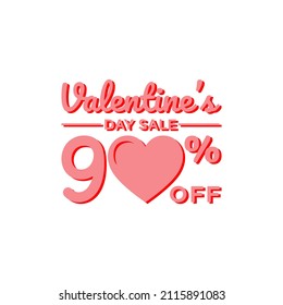 Illustration Vector Graphic of Valentine Day Sale Discount 90% Off