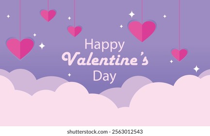 illustration vector graphic of valentine greeting with cloud background, perfect for international day, valentines day, celebrate, greeting card, etc.