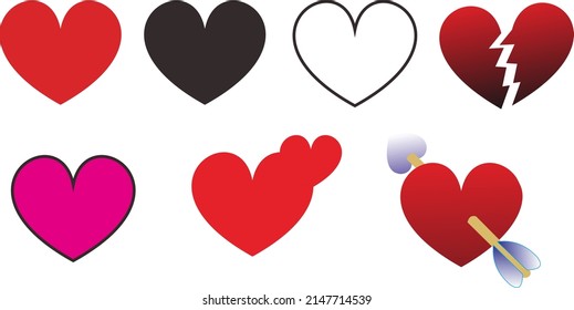 
Illustration vector graphic of various heart shapes suitable for romantic event greeting cards