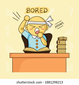 illustration vector graphic of 
various kinds of expressions of student activity. this sticker suitable for sticker emoticon, children book, t-shirt, all digital printing aplication.