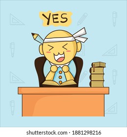 illustration vector graphic of 
various kinds of expressions of student activity. this sticker suitable for sticker emoticon, children book, t-shirt, all digital printing aplication.