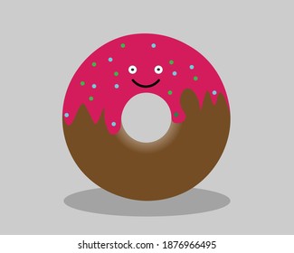 illustration vector graphic of a very cute smiling donut face, good for children's products