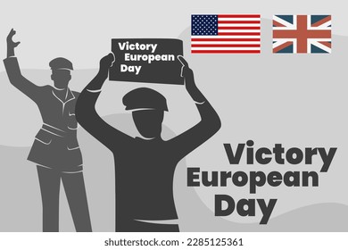 Illustration vector graphic of victory in european day in united states. Good for poster