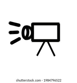 Illustration vector graphic of Video camera with two legs in black perfect for Record videos, video icons, create movies, cinema and more