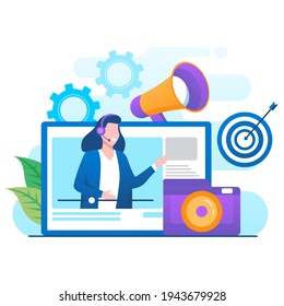 Illustration vector graphic of Video Marketing for website and mobile apps. Easy to edit and customize