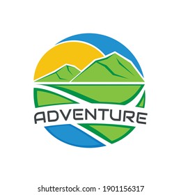 illustration vector graphic of view of green mountains and rivers in forest, perfect for adventure, nature, journey, expedition, travel, tourism, etc.

