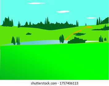 illustration vector graphic of view of the hill.good for of tour, holiday.