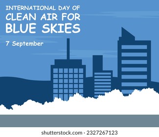 illustration vector graphic of view of skyscrapers under blue sky, perfect for international day, clean air for blue skies, celebrate, greeting card, etc.
