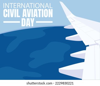 illustration vector graphic of view of the wing from the window of an airplane, perfect for international day, civil aviation day, celebrate, greeting card, etc.