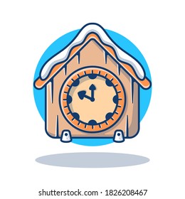 Illustration vector graphic of Vintage Clock with Snow. Christmas and Happy New Year 2021 concept. Flat cartoon style perfect for sticker, wallpaper, icon, landing page, website.