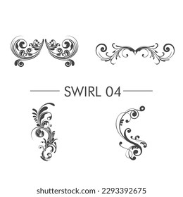 Illustration vector graphic of vintage floral swirl ornament set