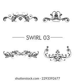 Illustration vector graphic of vintage floral swirl ornament set