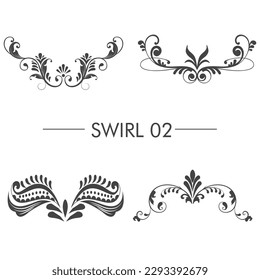 Illustration vector graphic of vintage floral swirl ornament set