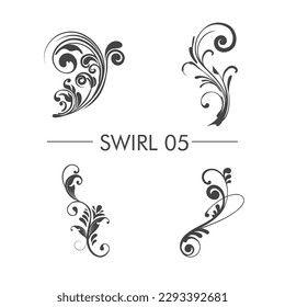 Illustration vector graphic of vintage floral swirl ornament set