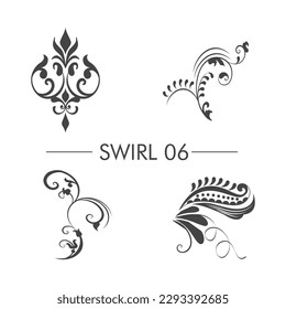 Illustration vector graphic of vintage floral swirl ornament set