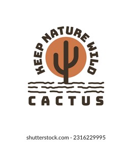 Illustration Vector Graphic Vintage Retro Desert Cactus Logo Design Idea