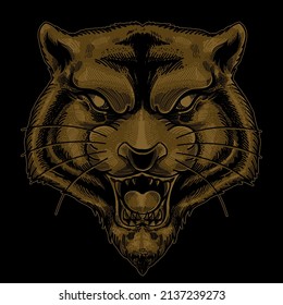 Illustration Vector Graphic of Vintage Tiger Head with Engraving Style. Perfect for T-Shirt Design