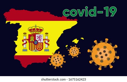 Illustration vector graphic of virus corona spain flag concept design. Coronavirus Wuhan Sars illness. Concept of coronavirus quarantine. Coronavirus outbreak in Spain. Vector EPS10.
 