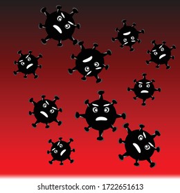 illustration vector graphic of virus corona on gradient red and black