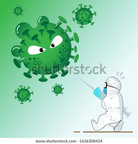 illustration vector graphic of virus fighter, perfect for background, concept, design etc