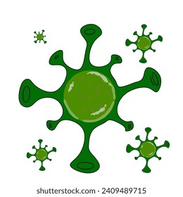 Illustration vector graphic of virus . Green virus vector. virus covid19 vector. corona virus vector, bacteria on isolated white background 