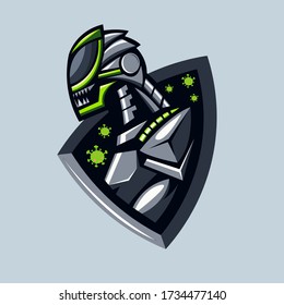 illustration vector graphic of virus robot, concept style for mascot, logo, badge, emblem and t shirt printing