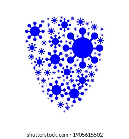 Ilustración vectorial gráfica de virus y escudo.