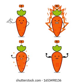 Illustration vector graphic of vitamin content in carrots with a cute cartoon. good for t-shirt design,health product,etc.