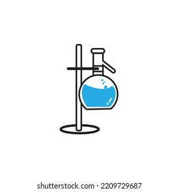 illustration vector graphic of volumetric flask on burette filled with chemical liquid isolated on white background. perfect for chemical test collection or science education, etc.