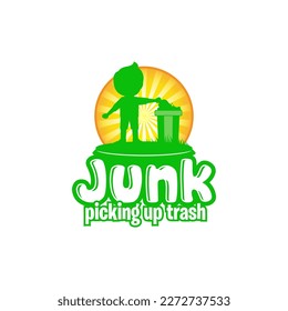 Illustration vector graphic of a volunteer picking up trash logo design template 01
