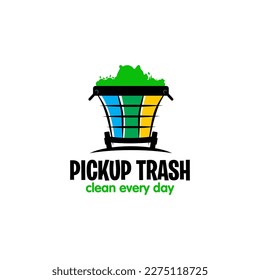 Ilustración vectorial gráfica de un voluntario recogiendo la plantilla de diseño del logo de la basura 01
