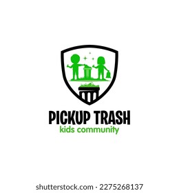 Illustration vector graphic of a volunteer picking up trash logo design template 01

