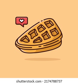 Illustration vector graphic of Waffle. Waffle minimalist style isolated on an orange background. The illustration is suitable for web landing pages, banners, flyers, stickers, cards, etc.