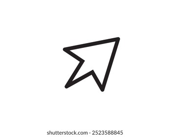 Vetor de ilustração gráfico de ponteiro de espera clique ícone Cursor Logo Desenhe uma forma de bloco de seta com uma ponta arredondada de flare Preto Simples ícone plano imagem vetorial Fundo branco transparente.