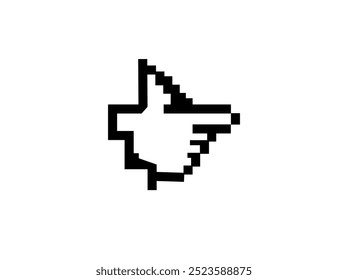 Vetor de ilustração gráfico de ponteiro de espera clique ícone Cursor Logo Desenhe uma forma de bloco de seta com uma ponta arredondada de flare Preto Simples ícone plano imagem vetorial Fundo branco transparente.