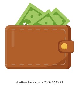 Illustration vector graphic of wallet with money.  
Perfect for shopping, payment, finance, banking, e-commerce, transactional, travel, tourism, adventure etc. 