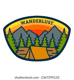 Illustration vector graphic of WANDERLUST for apparel design merchandise, such as logos on product packaging
