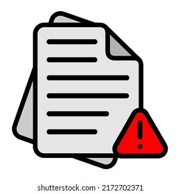 Vektorgrafik der Warndatei, des Warndokuments, des Dokumentsymbol