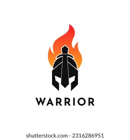 Ilustración Vector Gráfico Guerrero Idea de diseño de logotipo de incendio de casco