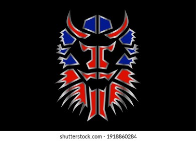 Vektorgrafik des Kriegerlogos, ähnlich einem Roboterkopf (Drache)