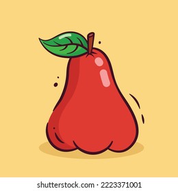 Illustration, Vektorgrafik von Water Apple. Wasserapfel-Minimalismus einzeln auf rosafarbenem Hintergrund. Die Illustration eignet sich für Banner, Flyer, Aufkleber, Karten, etc.