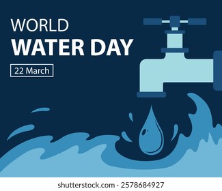 illustration vector graphic of water drips from the faucet, perfect for international day, world water day, celebrate, greeting card, etc.