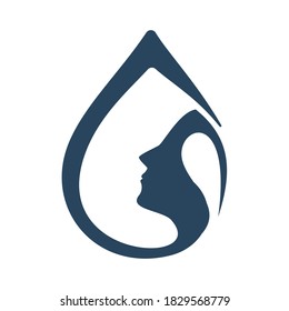 illustration vector graphic of  water drop with woman silhouette. Good for beauty shop/industry logos