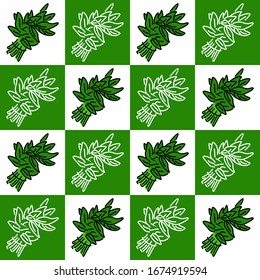 Illustration vector graphic of water spinach in pattern. Fit to place on packaging design, food court wallpaper, culinary event backdrop