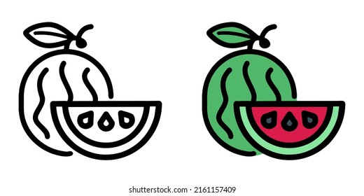 Ilustración Vector Gráfico de la fruta de la sandía, icono de la fruta