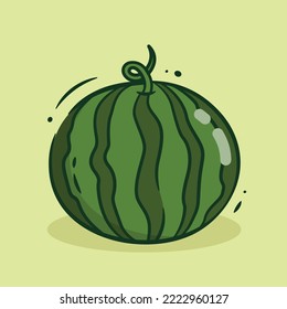 Illustration, Vektorgrafik von Watermelon. Wassermelonen-minimalistischer Stil einzeln auf grünem Hintergrund. Die Illustration eignet sich für Banner, Flyer, Aufkleber, Karten, etc.
