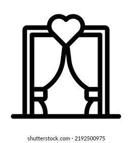 Illustration vector graphic of wedding arch with heart symbol in the middle using outline style. Suitable for wedding events, apps, website projects and more.