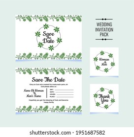 illustration vector graphic of wedding invitation card pack elegant green flower nature