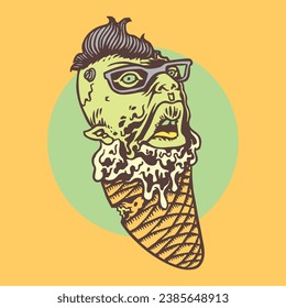 Illustration vector graphic weird ice cream good for merch purposes, especially if printed directly according to your wishes