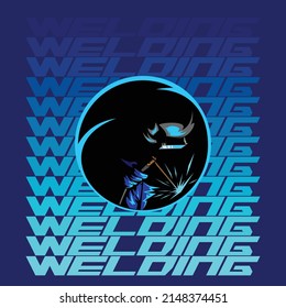 Illustration vector graphic of welding fabrication work company logo design template
